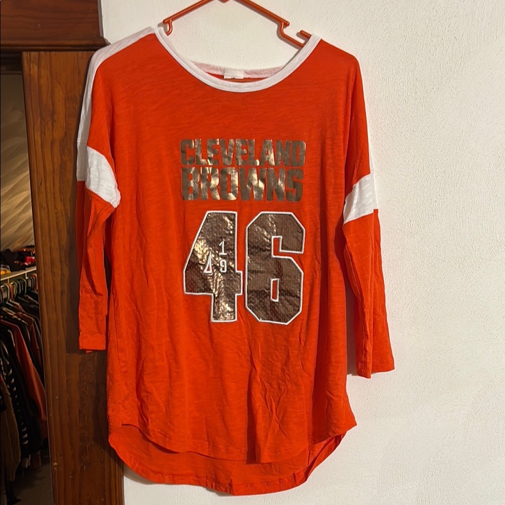 Victoria's Secret Orange Gray Graphic 3/4 Sleeve Tee
